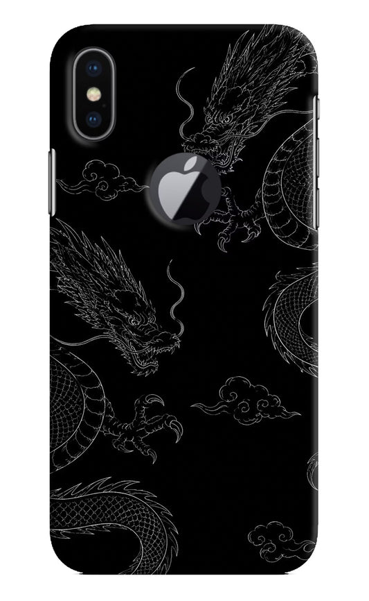 Twin Dragons iPhone X Logocut Hard Case Back Cover by Casekaro