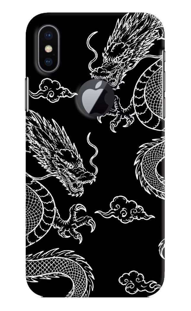 Twin Dragons iPhone X Logocut Hard Case Back Cover by Casekaro