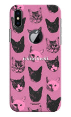 Pink Cats iPhone X Logocut Hard Case Back Cover by Casekaro