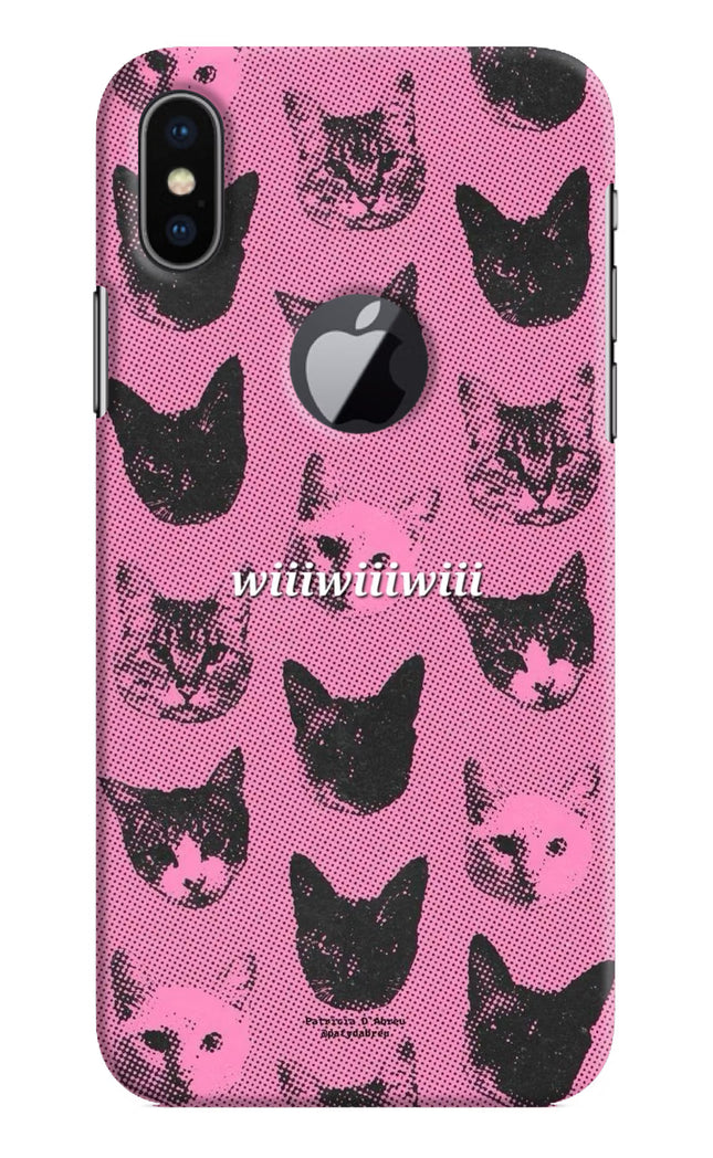 Pink Cats iPhone X Logocut Hard Case Back Cover by Casekaro