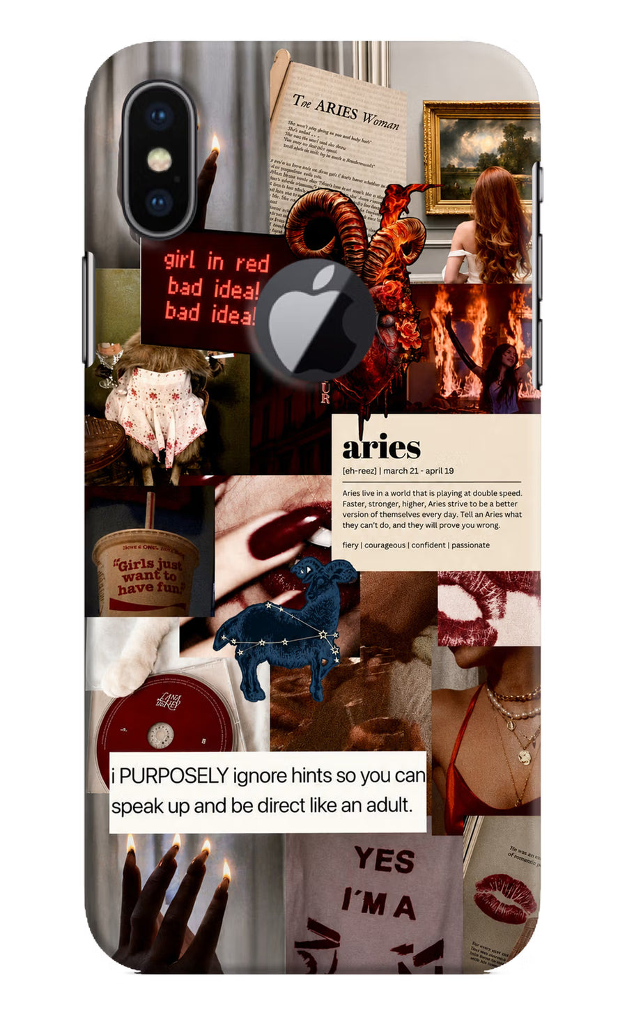 Zodiac Aries iPhone X Logocut Back Cover, Hard case