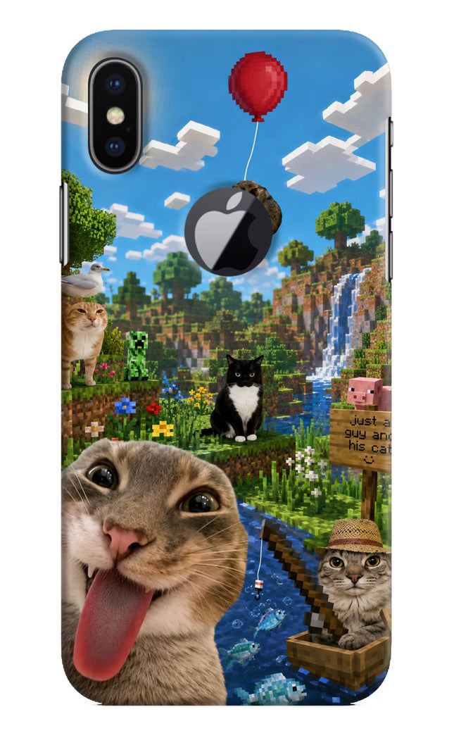 Minecraft Cat Chaos iPhone X Logocut Hard Case Back Cover by Casekaro