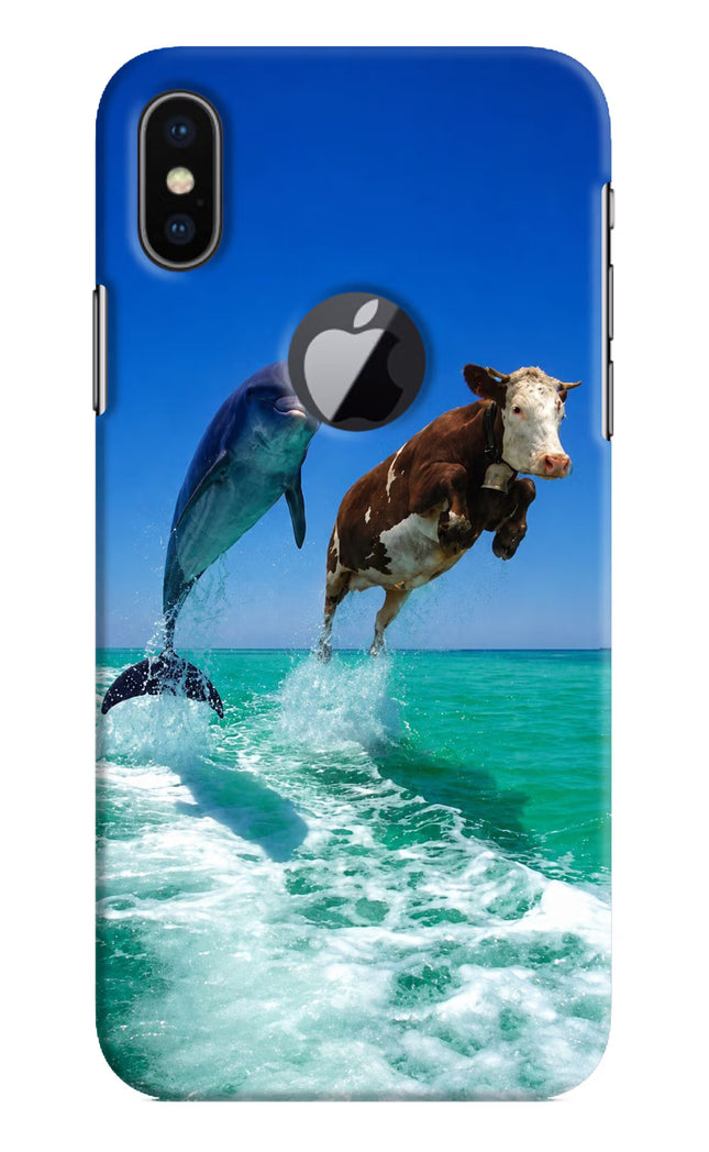 Dolphin vs Cow iPhone X Logocut Hard Case Back Cover by Casekaro