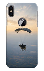 Skydiving Cow iPhone X Logocut Hard Case Back Cover by Casekaro