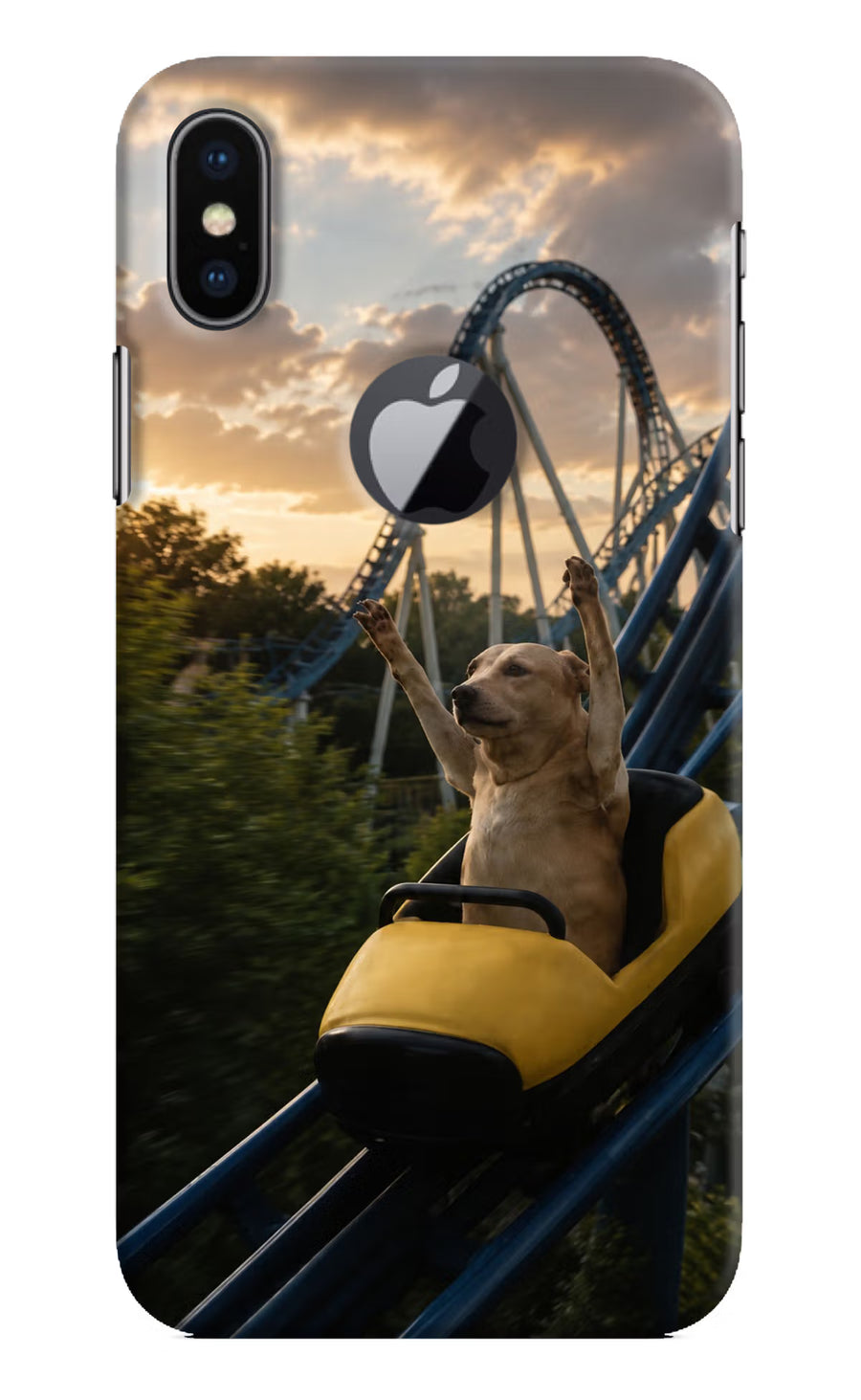Rollercoaster Dog iPhone X Logocut Back Cover, Hard case