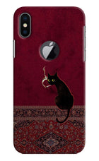 Midnight Cat iPhone X Logocut Hard Case Back Cover by Casekaro