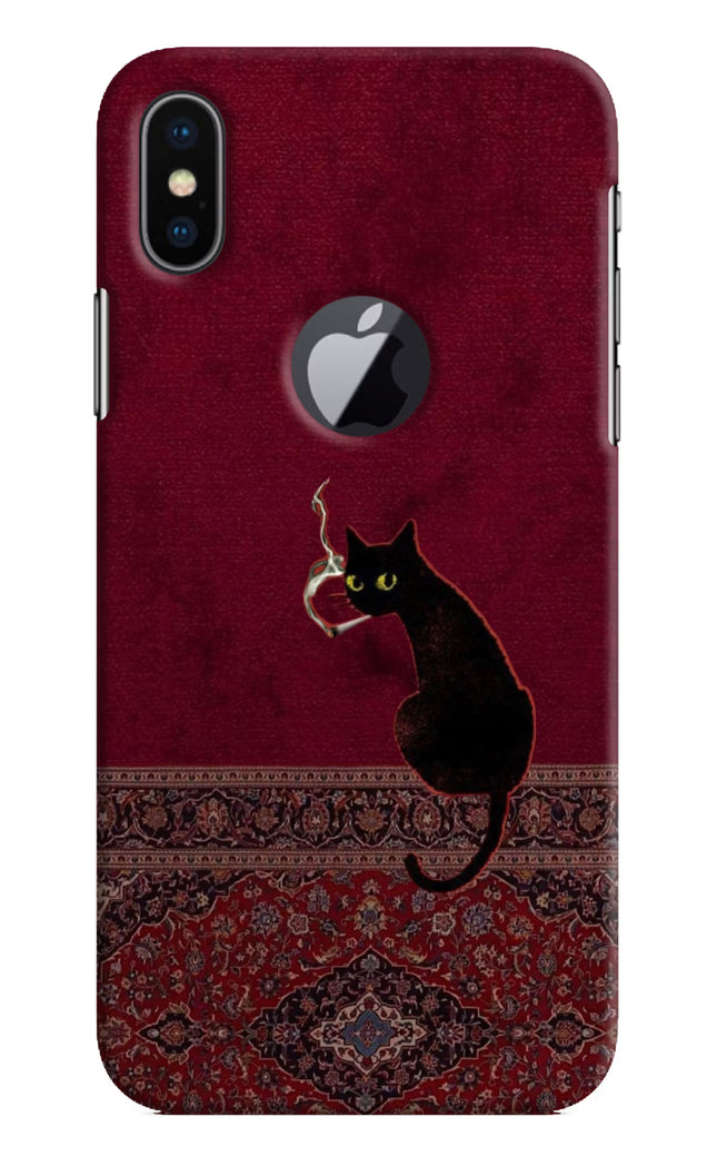 Midnight Cat iPhone X Logocut Hard Case Back Cover by Casekaro