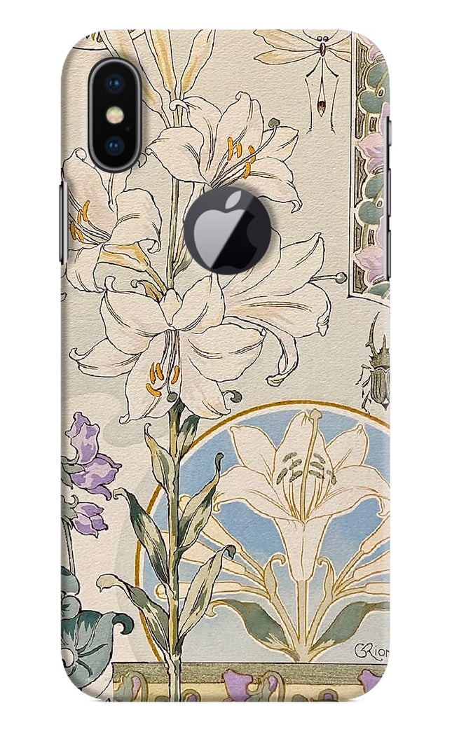 White Lily iPhone X Logocut Hard Case Back Cover by Casekaro