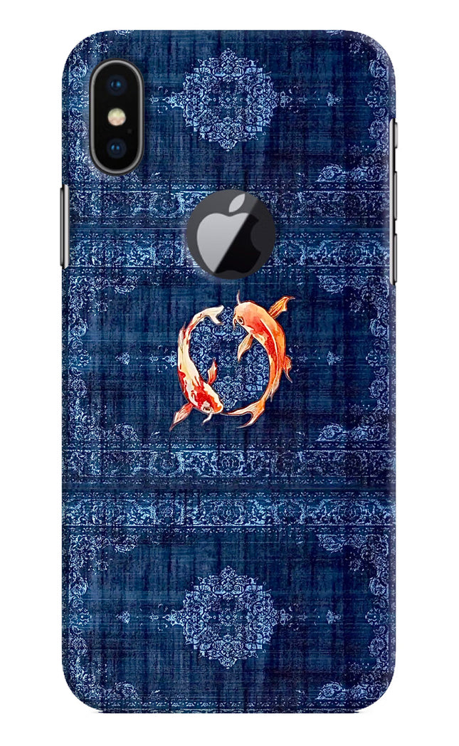 Koi Blue iPhone X Logocut Hard Case Back Cover by Casekaro