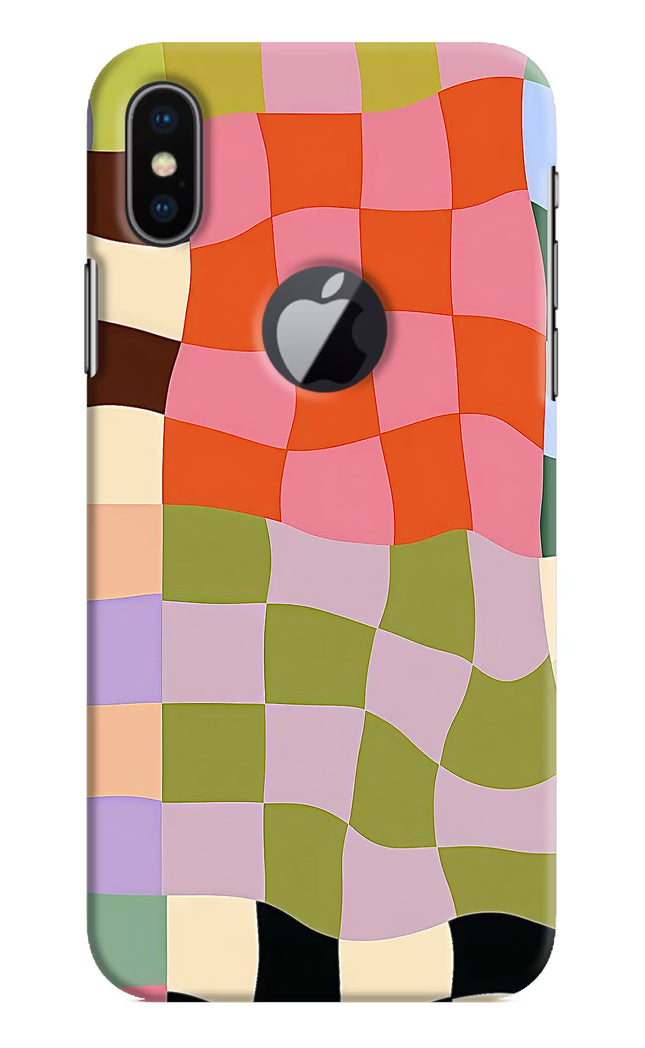 Wavy Grid iPhone X Logocut Hard Case Back Cover by Casekaro