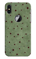 Green Stars iPhone X Logocut Hard Case Back Cover by Casekaro