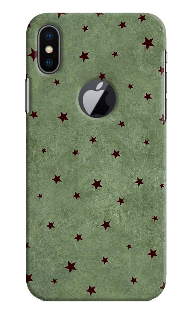 Green Stars iPhone X Logocut Hard Case Back Cover by Casekaro
