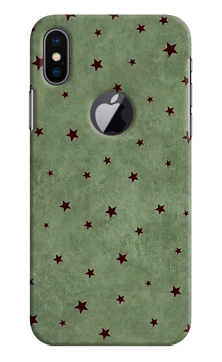 Green Stars iPhone X Logocut Back Cover, Hard case