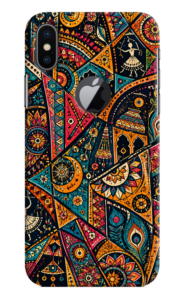 Folk Print iPhone X Logocut Hard Case Back Cover by Casekaro