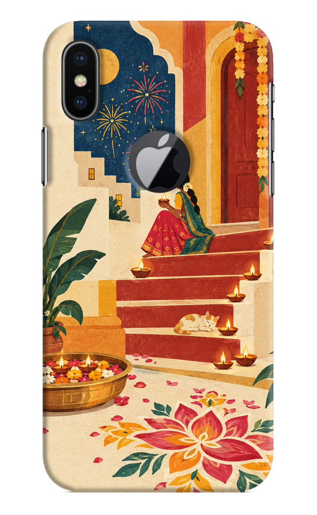 Diwali Rangoli iPhone X Logocut Hard Case Back Cover by Casekaro