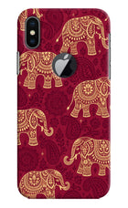 Maroon Elephant iPhone X Logocut Hard Case Back Cover by Casekaro
