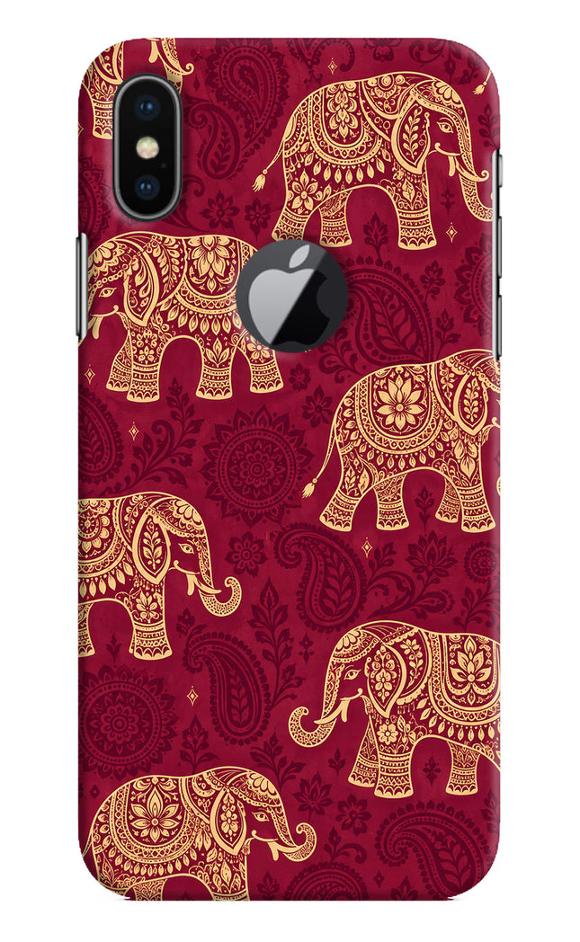 Maroon Elephant iPhone X Logocut Hard Case Back Cover by Casekaro