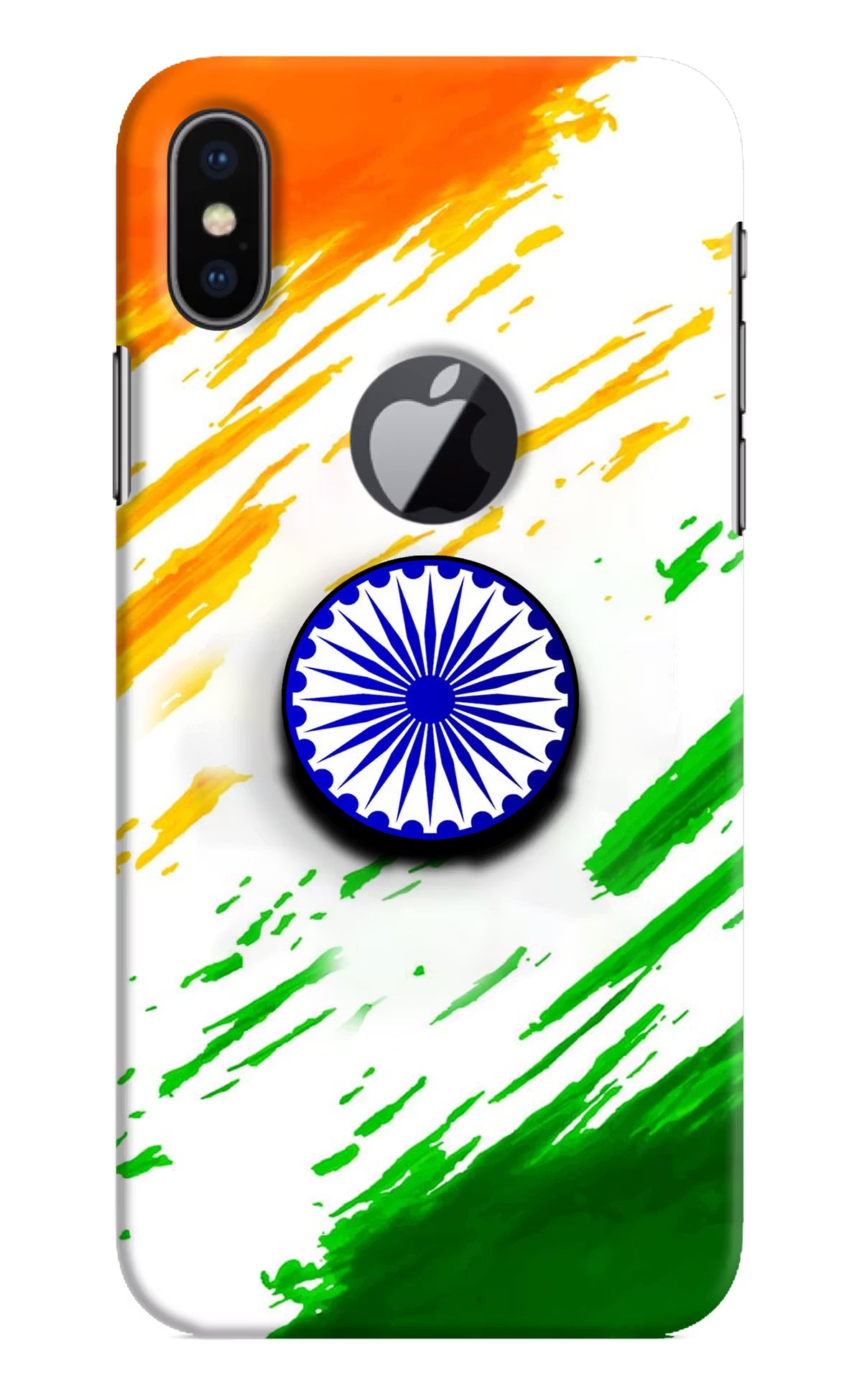 Indian Flag Ashoka Chakra iPhone X Logocut Pop Case by Casekaro