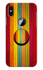 Multicolor Wooden iPhone X Logocut Pop Case by Casekaro