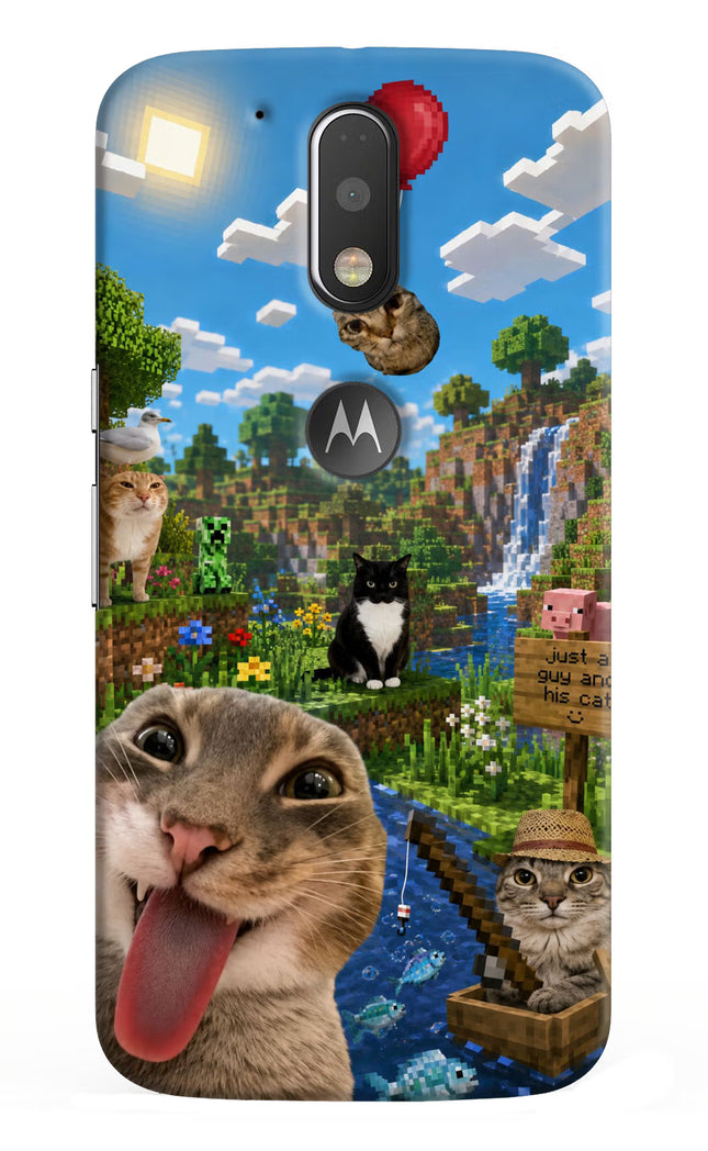 Minecraft Cat Chaos Moto G4/G4 plus logocut Hard Case Back Cover by Casekaro