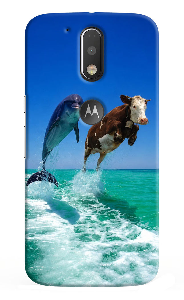 Dolphin vs Cow Moto G4/G4 plus logocut Hard Case Back Cover by Casekaro