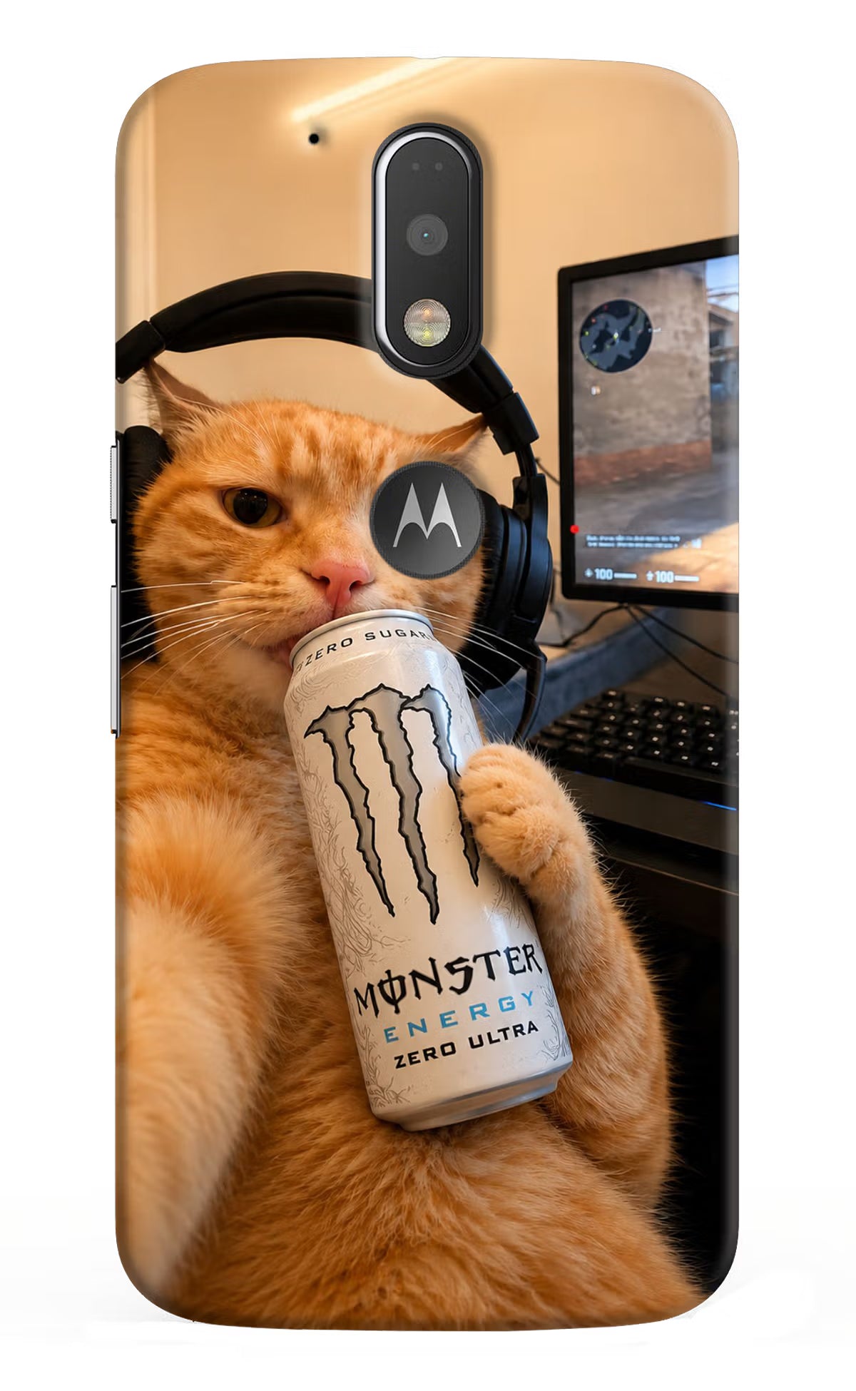 Gamer Cat Energy Moto G4/G4 plus logocut Back Cover