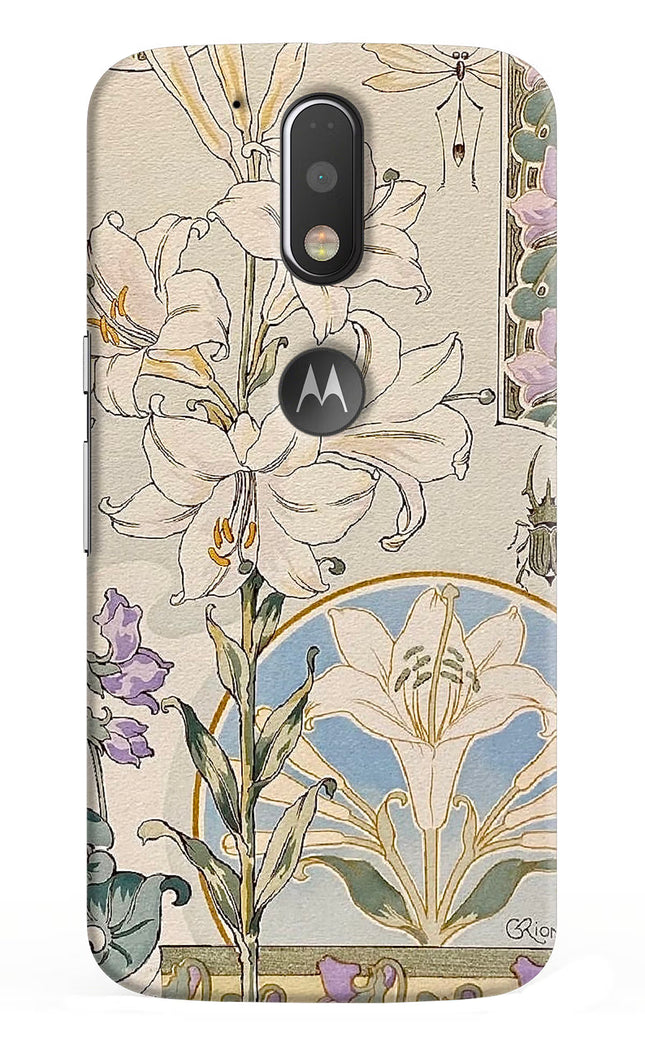 White Lily Moto G4/G4 plus logocut Hard Case Back Cover by Casekaro