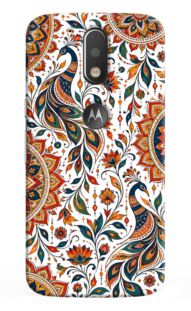 White Mayura Moto G4/G4 plus logocut Hard Case Back Cover by Casekaro