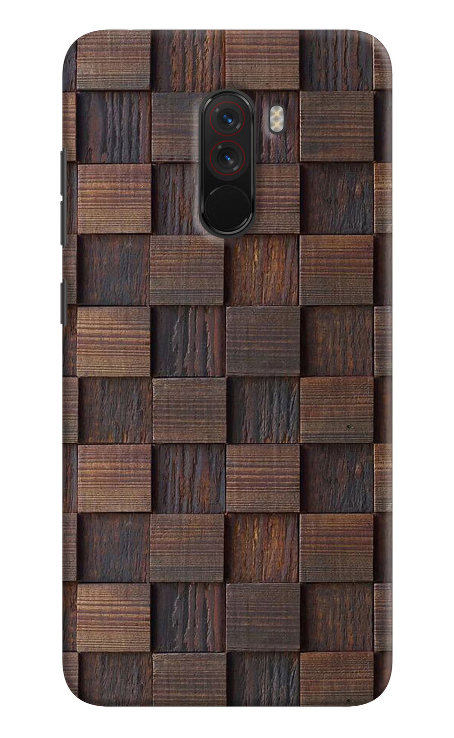 Wooden Cube Design Poco F1 Back Cover, Hard case
