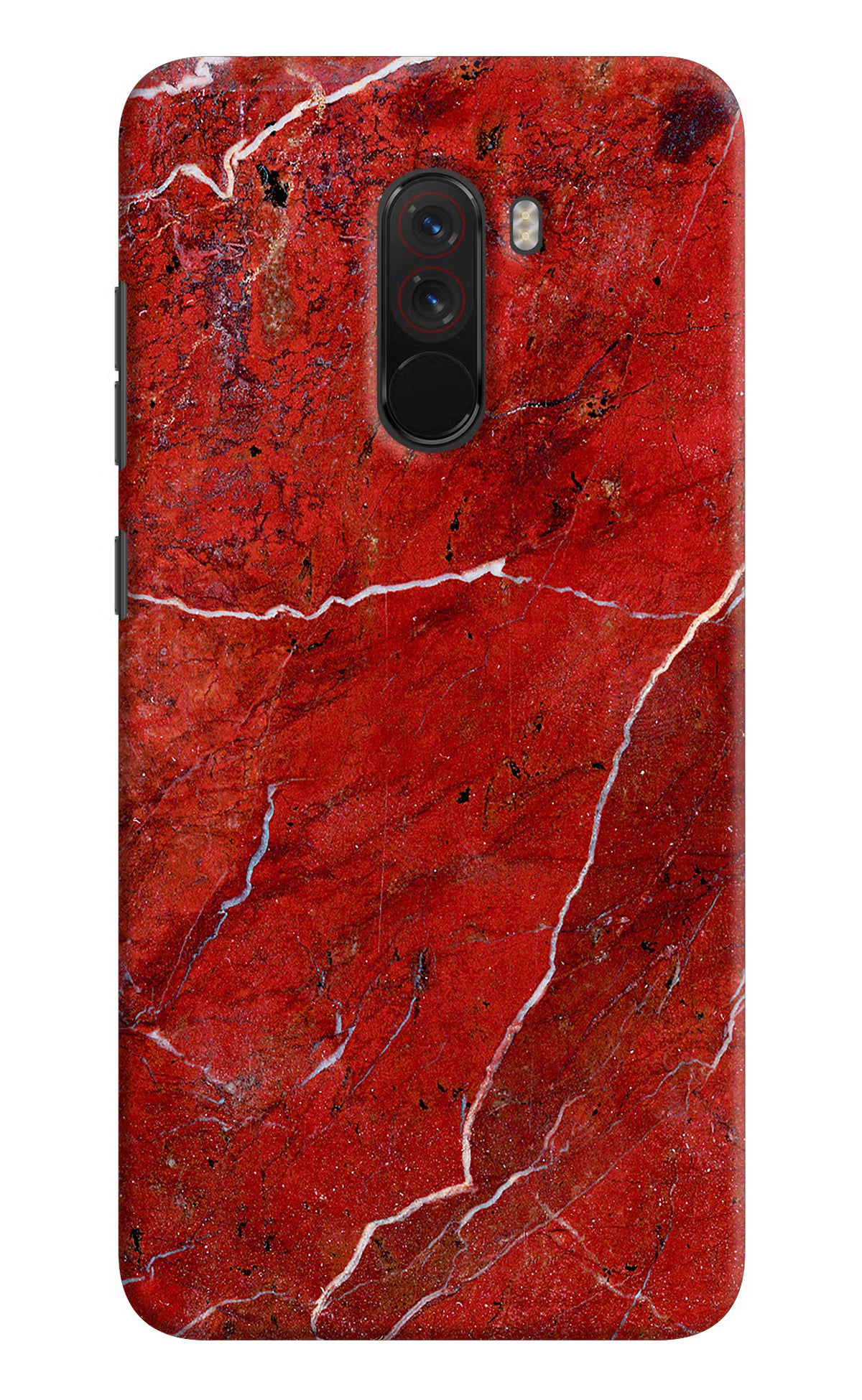 Red Marble Design Poco F1 Hard Case Back Cover by Casekaro