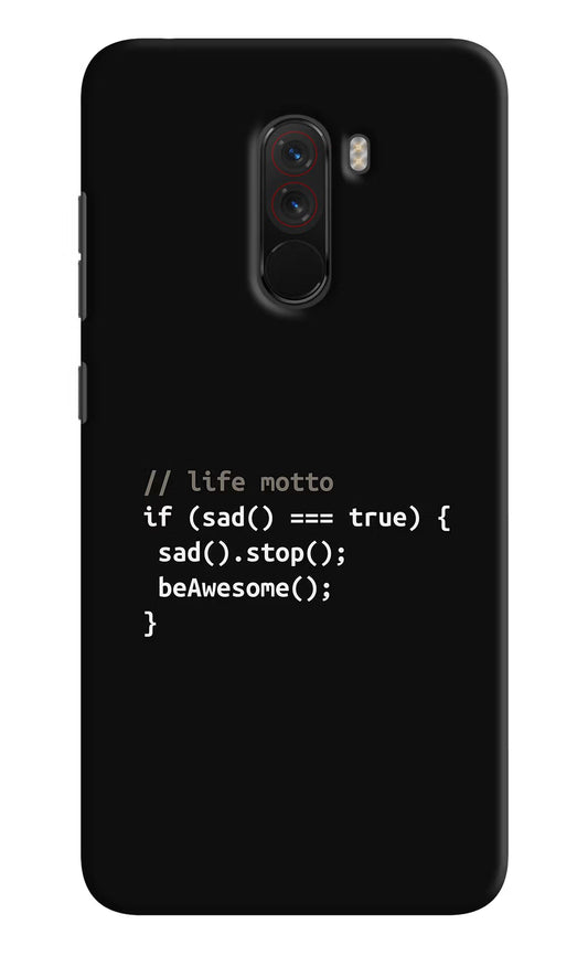 Life Motto Code Poco F1 Hard Case Back Cover by Casekaro