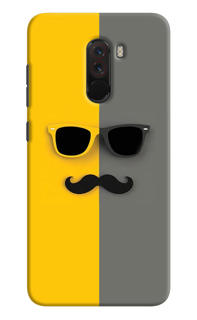 Sunglasses with Mustache Poco F1 Hard Case Back Cover by Casekaro
