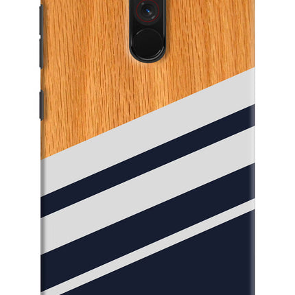 Blue and white wooden Poco F1 Hard Case Back Cover by Casekaro