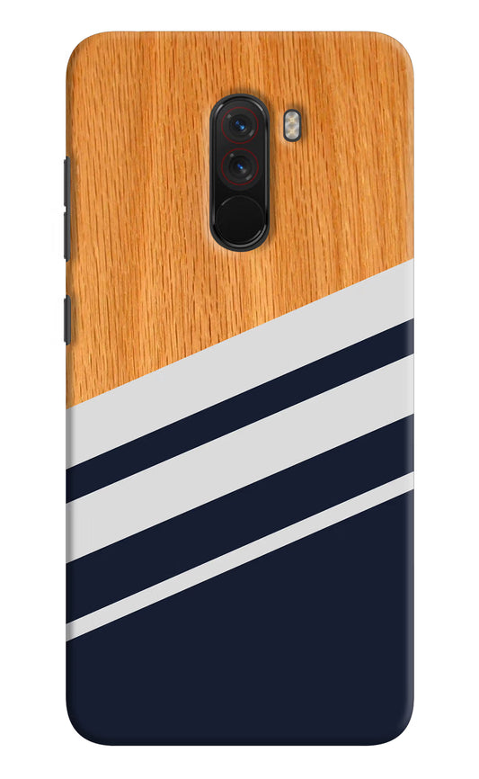 Blue and white wooden Poco F1 Hard Case Back Cover by Casekaro