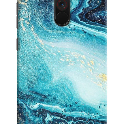 Blue Glitter Marble Poco F1 Hard Case Back Cover by Casekaro