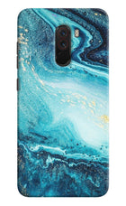 Blue Glitter Marble Poco F1 Hard Case Back Cover by Casekaro