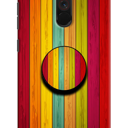 Multicolor Wooden Poco F1 Pop Case by Casekaro