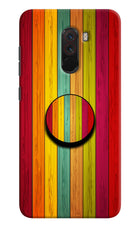 Multicolor Wooden Poco F1 Pop Case by Casekaro