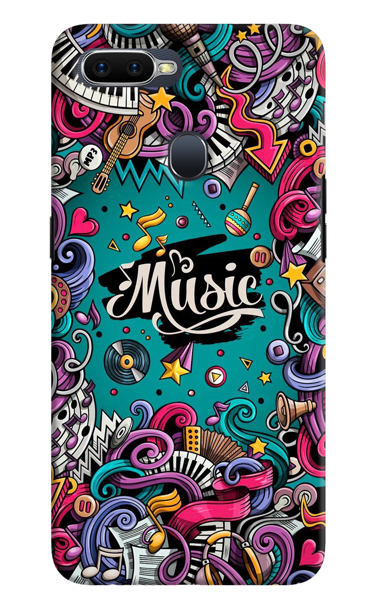Music Graffiti Oppo F9/F9 Pro Hard Case Back Cover by Casekaro