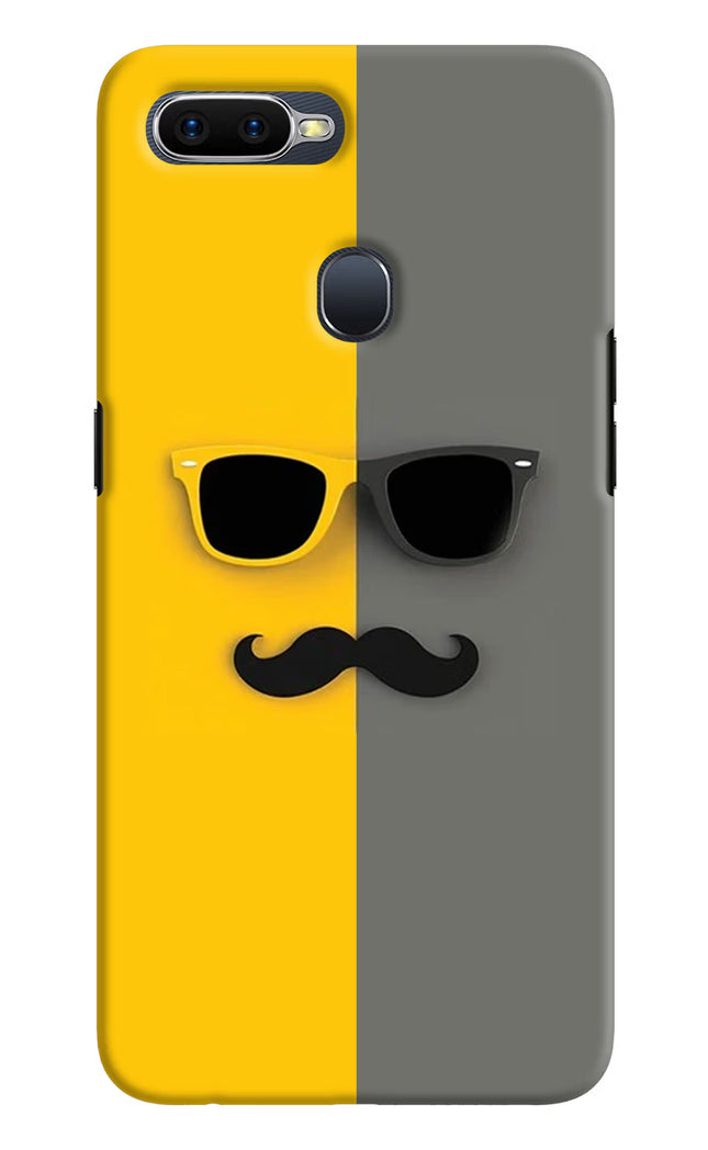 Sunglasses with Mustache Oppo F9/F9 Pro Hard Case Back Cover by Casekaro
