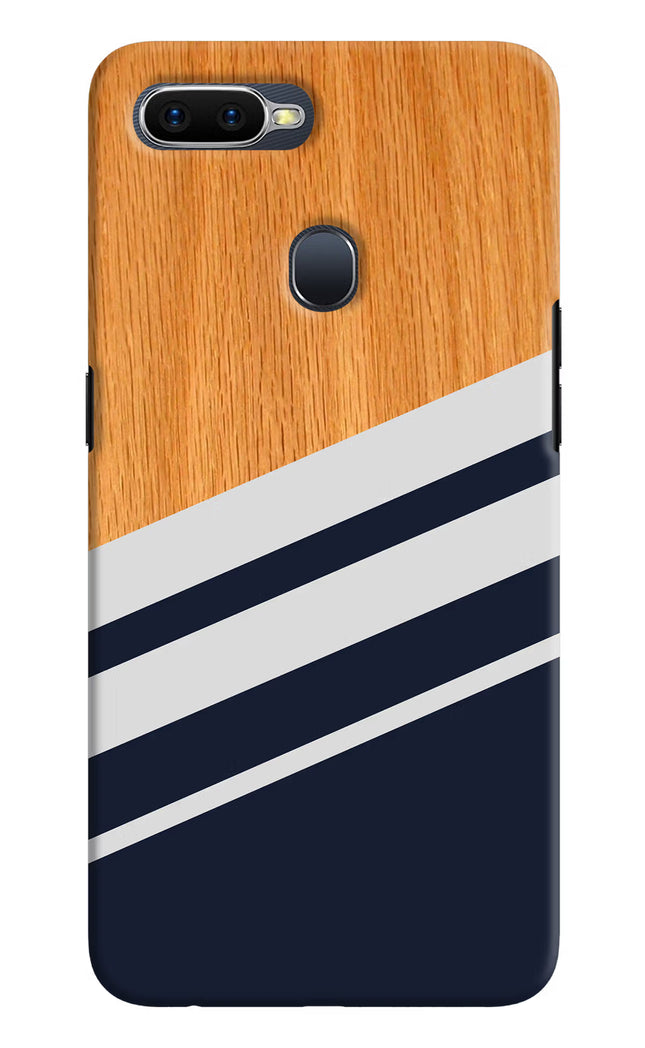 Blue and white wooden Oppo F9/F9 Pro Hard Case Back Cover by Casekaro