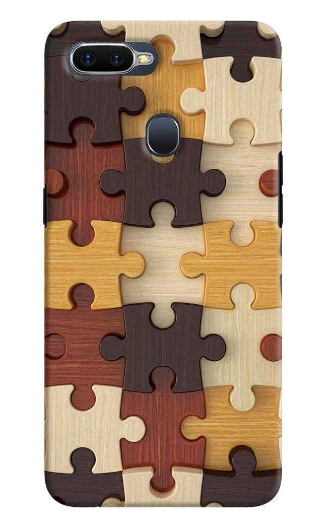 Wooden Puzzle Oppo F9/F9 Pro Hard Case Back Cover by Casekaro