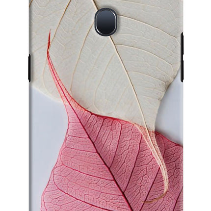 White Pink Leaf Oppo F9/F9 Pro Hard Case Back Cover by Casekaro