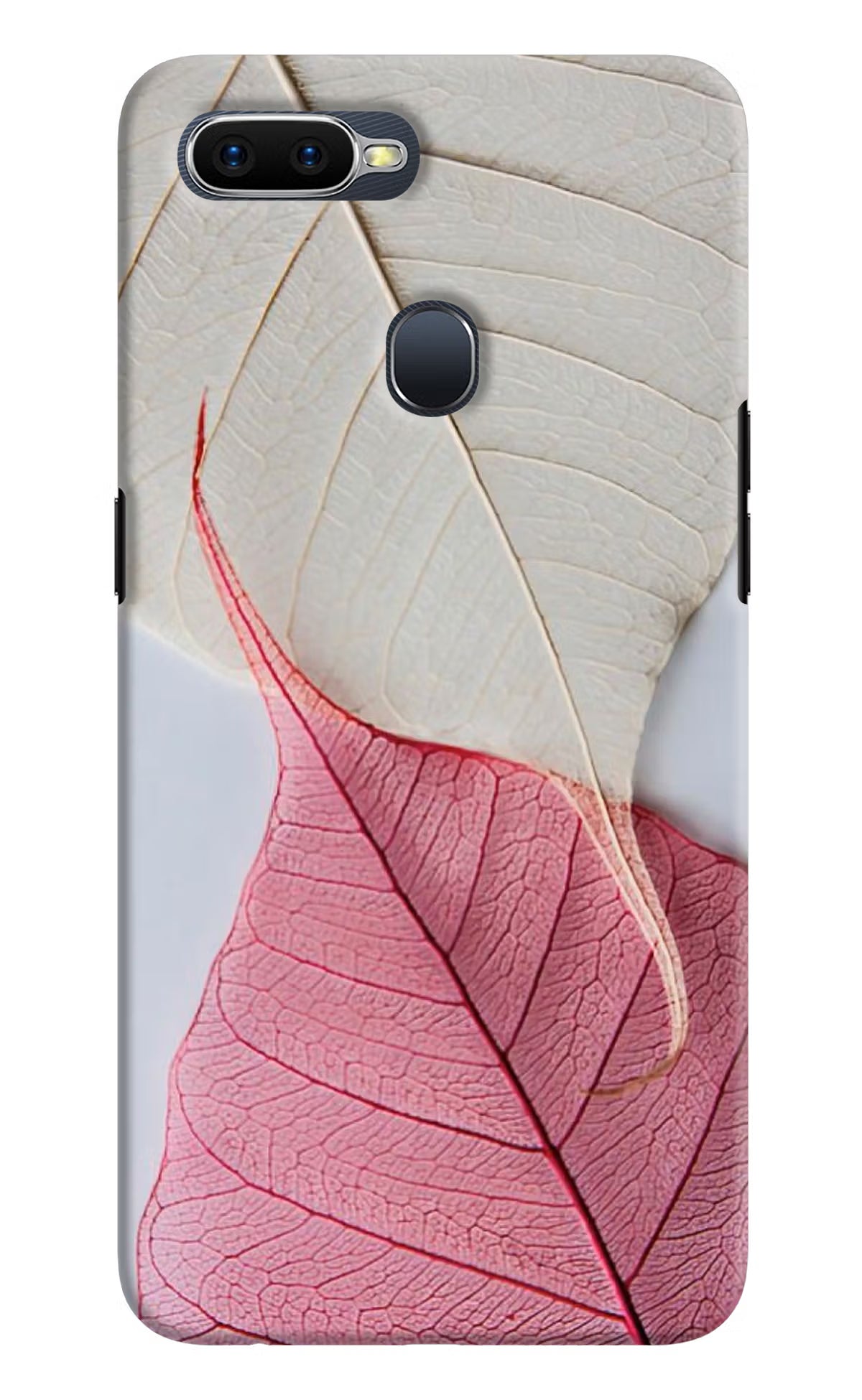 White Pink Leaf Oppo F9/F9 Pro Hard Case Back Cover by Casekaro