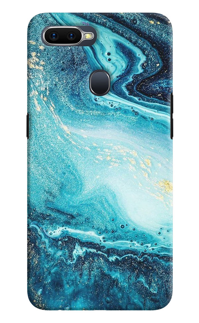 Blue Glitter Marble Oppo F9/F9 Pro Hard Case Back Cover by Casekaro