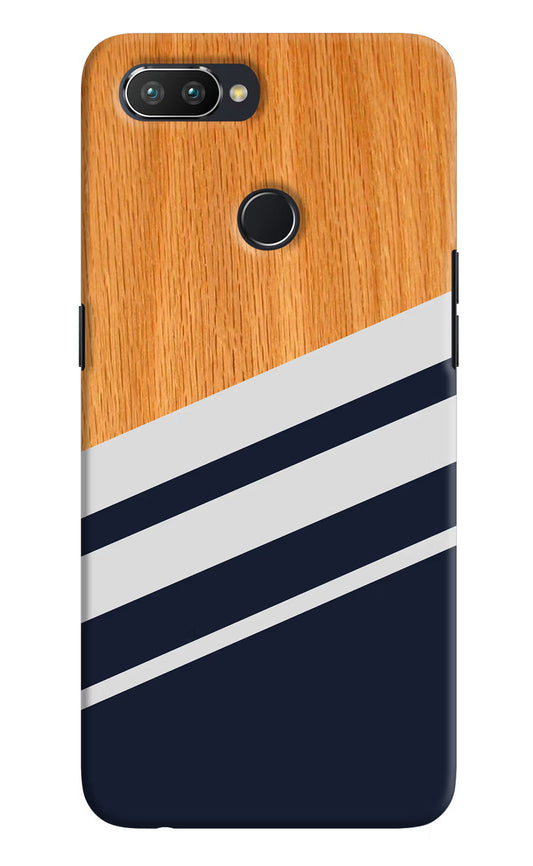 Blue and white wooden Realme 2 Pro Hard Case Back Cover by Casekaro