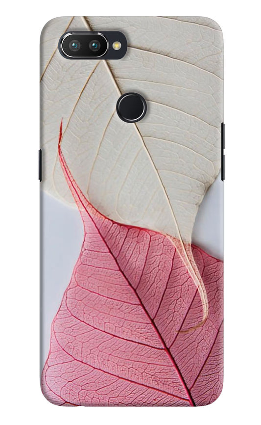 White Pink Leaf Realme 2 Pro Hard Case Back Cover by Casekaro