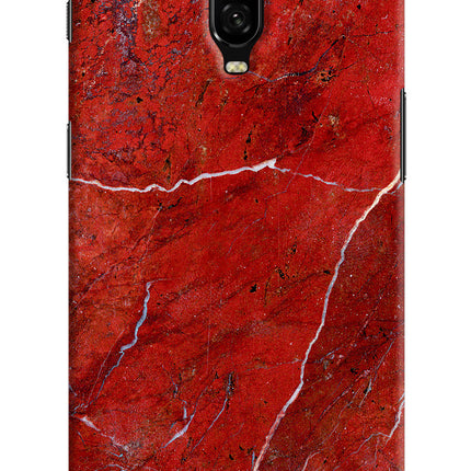 Red Marble Design Oneplus 6T Hard Case Back Cover by Casekaro