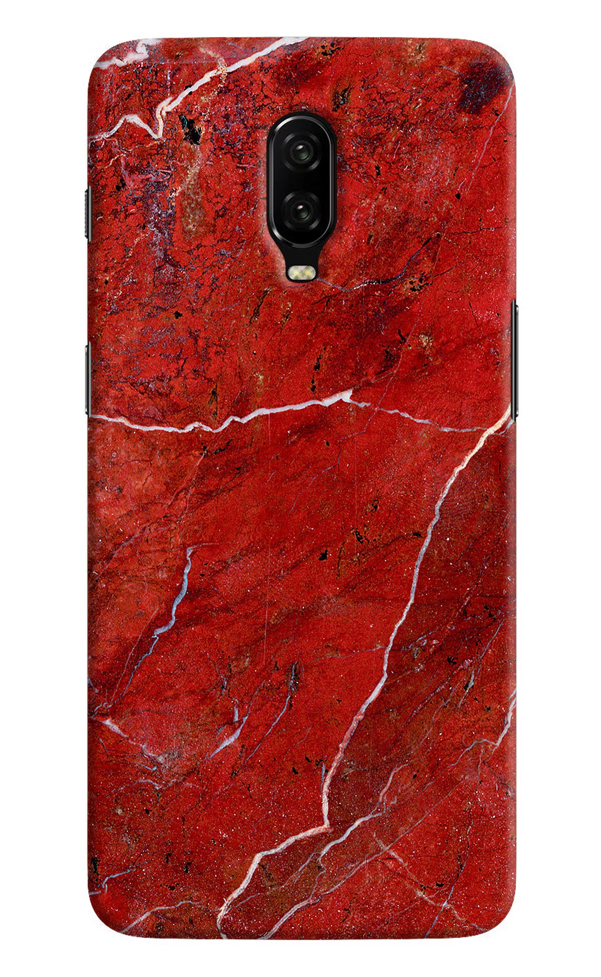 Red Marble Design Oneplus 6T Hard Case Back Cover by Casekaro