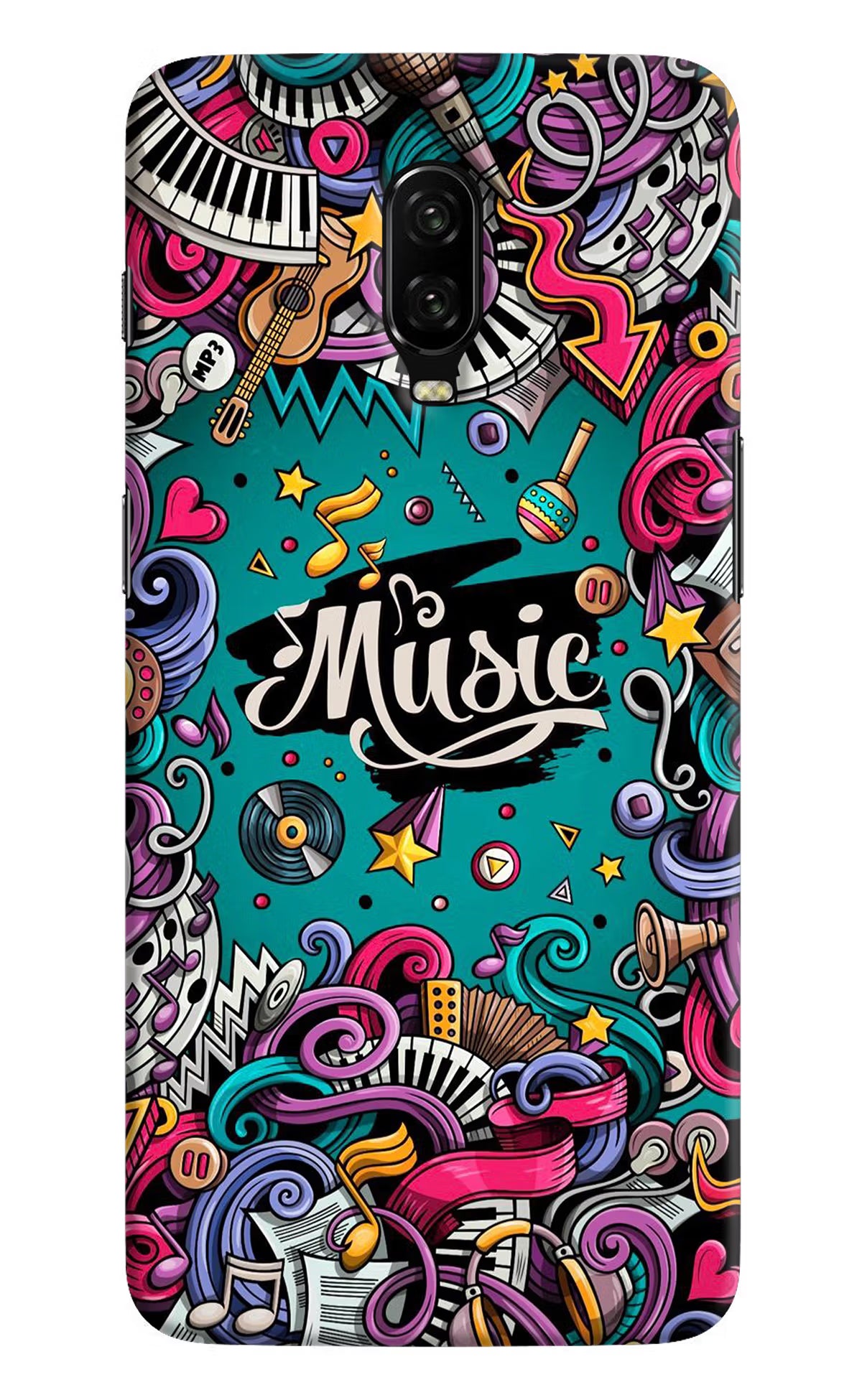 Music Graffiti Oneplus 6T Hard Case Back Cover by Casekaro